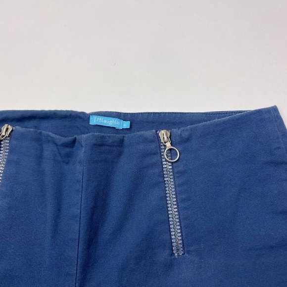 J Mclaughlin Zipper Pants Flat‎ Front Stretch Cotton Straight Leg Blue Women 6 - Picture 6 of 11